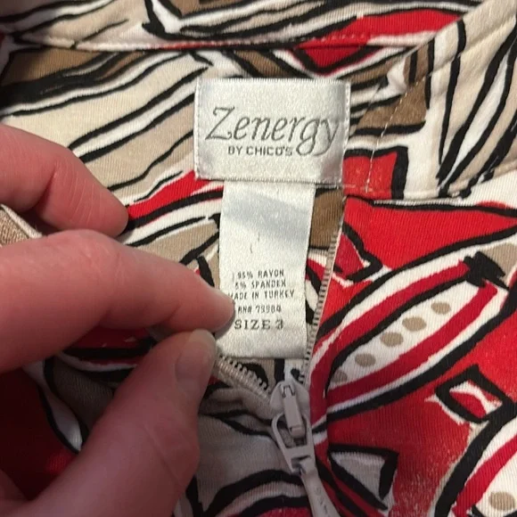 Chico's Zenergy Abstract Print Zip Up Jacket Chico's 3/XL - Picture 4 of 5